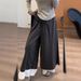 New Korean Style Lazy Lace Trim Wide-Leg Women, High-Waisted, Draped, Slimming, Casual Skirt Pants For Autumn And_ecoleips.com