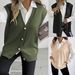 Women's Oversized Cardigan Vest With Pearl Buttons - Casual Longline Knit Sweater Vest For Fall & Winter - V-Neck Open Front Coatigan_ecoleips.com