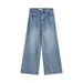 Yifu Loose Slimming Fleece-Lined Jeans For Women 2025 Winter New Daisy Embroidered Straight Pants 5715_ecoleips.com