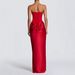 Luxury Solid Satin Strapless Waist‑Cinching Tie Sash Sexy Bodycon Long Party Dress_ecoleips.com
