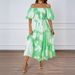 Cross-border Foreign Trade Summer New Model Elegant Printed Off-shoulder Puff Sleeve Fashionable European And_ecoleips.com