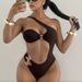 Women's Clothing One Piece Strapless Bikini Solid Color Sexy Backless Swimsuit Clothing_ecoleips.com