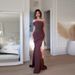 Women Strapless Tube Top Dress One Shoulder Sheer Decorated Corset Mermaid Hem Bodycon Cocktail Party Dress_ecoleips.com