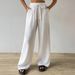 Women's Casual Wide Leg Pants With Pockets, Textured Fabric High Waist Pull String Trousers, Comfortable Daily Wear Lounge Pants_ecoleips.com