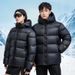 Black Gold Label Short Winter Coat for Women Glossy Thick Warm Outdoor Puffer Jacket Couple Style Warmth Guaranteed_ecoleips.com