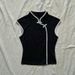 Chinese Style Spicy Short Sleeve Top for Women Retro Color Block Stand Collar Fold Button Cheongsam Black Red Summer Everyday Wear_ecoleips.com