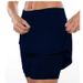 Summer Women's Solid Color Mid Waist Skirt Pants American Style Sporty Casual Look Faux Two-Piece Pocket Short Skirt_ecoleips.com