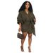 Aria Basics Aria Basics M3058 European And American Cross-Border Casual Solid Color Patchwork Ruched Strap Design V-Neck Wrap Dress_ecoleips.com