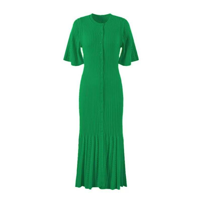 Summer Fashion High-End Women's Dress French Style Fit Slim Waist Long Knitted 26 New_ecoleips.com