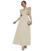 Women's Spring/Summer New Solid Color V-Neck Fly-Sleeve Dress_ecoleips.com