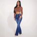 Women's Clothing Multi Button High Waist Elastic Micro Flared Jeans Women's Trousers_ecoleips.com