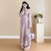 Autumn New Korean Fashion 3D Crochet Vest Dress Maternity Two-Piece Set_ecoleips.com