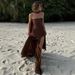 European And American Temperament Sleeveless Tube Top Dress Women's Beach Vacation Fashion Mesh Stitching Elegant Slit Dress Foreign Trade_ecoleips.com