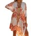 Women's Clothing Summer New Mid Length Slit Chiffon Printed Beach Sun Protection Shirt Holiday Style_ecoleips.com