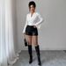 European American Cross-border 2026 Spring And Autumn New Women's White Sexy Elegant Luxurious Lace Slim-fit Top_ecoleips.com
