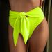 Women's Solid Color Swim Shorts - Knotted Waist Single Piece Swimming Trunks_ecoleips.com