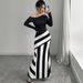 AC719 Creative Spring European And American Style Street Fashion Women's Bodycon Asymmetrical Neck Lantern Dress_ecoleips.com