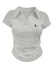 Slim Fit Polo Shirt Short Sleeve Breathable Stylish Embroidered Knight Design for Men And Women_ecoleips.com
