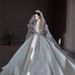 Satin Long Sleeve Wedding Dress – Vintage French V-Neck A-Line Gown With Lace & Corset Back, Flattering For Petite Brides (Spring/Summer, XS-XXL)_ecoleips.com