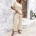 Diyun European And American Resort Style Short Sleeve Sweater Straight Long Pants Set Women's Clothing 2025 Fall/Winter_ecoleips.com