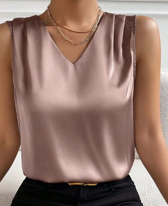 Women's Elegant Satin Suit Vest Sleeveless Design European American Style Commuter Top Base Layer 2025 New Fashion_ecoleips.com