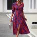 Women's Floral Print A-Line Button Down Long Sleeve Dress With Waist Tie - Mixed Colors, Green, Navy Blue (S-5xl)_ecoleips.com