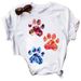 Popular Fashion Casual New Product Heart Animal Paw Print Short-sleeve Women's Top T-shirt_ecoleips.com
