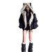 Women's Clothing Black Cotton Padded Jacket With A Mountain Shaped Cat Ear Design And Fur Collar, New Autumn/winter Style, Thickened For Couples._ecoleips.com