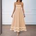 2026 Summer Cross-Border European And American Solid Color Lace Patchwork Elegant Strapless Maxi Dress For Women_ecoleips.com