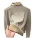 Ultra-Warm Fleece-Lined Knit Sweater For Women – Cozy High Neck Pullover In Black, Khaki, Beige, Brown & White_ecoleips.com