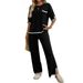 Diyun 2024 Autumn/Winter Foreign Trade Women's Fashion Elegant Commuting Color-Block Short-Sleeve_ecoleips.com