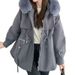 girl Hot-Selling 2025 Winter Haining Women's New Fox Collar Rabbit Fur Inner Detachable Parka_ecoleips.com