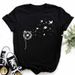 European And American Cross-border Foreign Trade Women's Clothing Dandelion Plant Print Round-neck Short-sleeve T-shirt_ecoleips.com