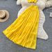 Summer New Style Women's Yellow Pleated Two Piece Set Alluring Layered Cake Skirt Elegant Commuter Suit Pure_ecoleips.com