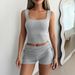 Sexy Lace Bralette & Shorts Set For Women - Soft Stretch Rayon Blend, Comfortable Summer Outfit, S/M/L/Xl Sizes, Grey_ecoleips.com