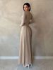 Women's Autumn/Winter Patchwork Dress Double Fabric Round Neck Long Sleeve Slim Fit Asymmetrical Full Swing Solid Color_ecoleips.com