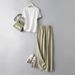 Women's Clothing Tops Casual Suits For Women Summer New Sports Short Sleeved T Shirt Tops Straight Pants Two Piece Suit_ecoleips.com