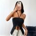 Voya Women's European And American Sexy Neck Hanging T-shirt 2026 Spring/summer New Style Slim Fit Temperament Slimming Top_ecoleips.com
