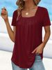 2025 Summer New European And American Hot Selling Top Tailcoat Square Neck Pleated Ruffle Edge Short Sleeved T-shirt_ecoleips.com