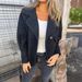 Elegant Wool Blend Notch Lapel Blazer With Button Closure & Faux Pockets – Versatile Women's Office & Casual Jacket_ecoleips.com