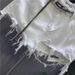 Women's White Frayed Irregular Denim Skirt Anti Exposure Ripped Pockets Mini Skirt for Spring/Autumn_ecoleips.com