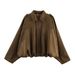 Aria Basics Cross-border Wholesale European American Women's Fashion Aviator Suede Jacket With Bat Sleeves And Zipper_ecoleips.com
