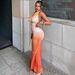 New Printed Halter Maxi Dress For Women Deep Plunge Cowl Neck Backless Bohemian Long Party Dress Summer Holiday Dress_ecoleips.com
