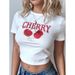 Women's Clothing New Slim Fit Hot Girl Short Small Fresh Fruit Cherry Print T Shirt Female Top_ecoleips.com