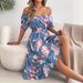 2026 Spring/Summer European And American Floral Off-Shoulder Short-Sleeve Ruffle A-Line Vacation Dress_ecoleips.com