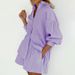 Women's Clothing temperament shirt jacquard striped puff sleeve shorts commuting design casual suit_ecoleips.com