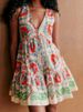 Chic Printed V-neck Pleated Mini Dress Women Sexy Sleeveless Single Breasted Loose Short Dresses Female 2025 Summer Streetwear_ecoleips.com