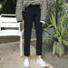 New Autumn And Winter Korean Chic Style High-waisted Simple Black Casual Pants, Straight-leg Slim-fit Cropped Jeans For_ecoleips.com