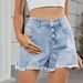 Women's Clothing Slim One Row Button Denim Ripped Shorts Hot Pants Women_ecoleips.com