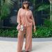 Women's Clothing Large Size Fashion Lapel Knitted Cardigan Wide Leg Trousers Two Piece_ecoleips.com